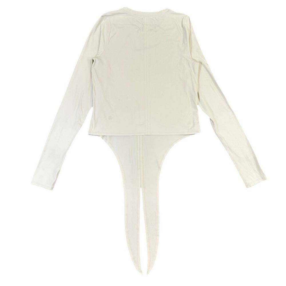 Lululemon Its A Tie Long Sleeve Shirt Cream Off White Split Hem Wrap Top Size 6 - Picture 2 of 6